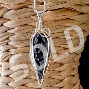 WOW Snowflake Obsidian & Sterling Silver Necklace